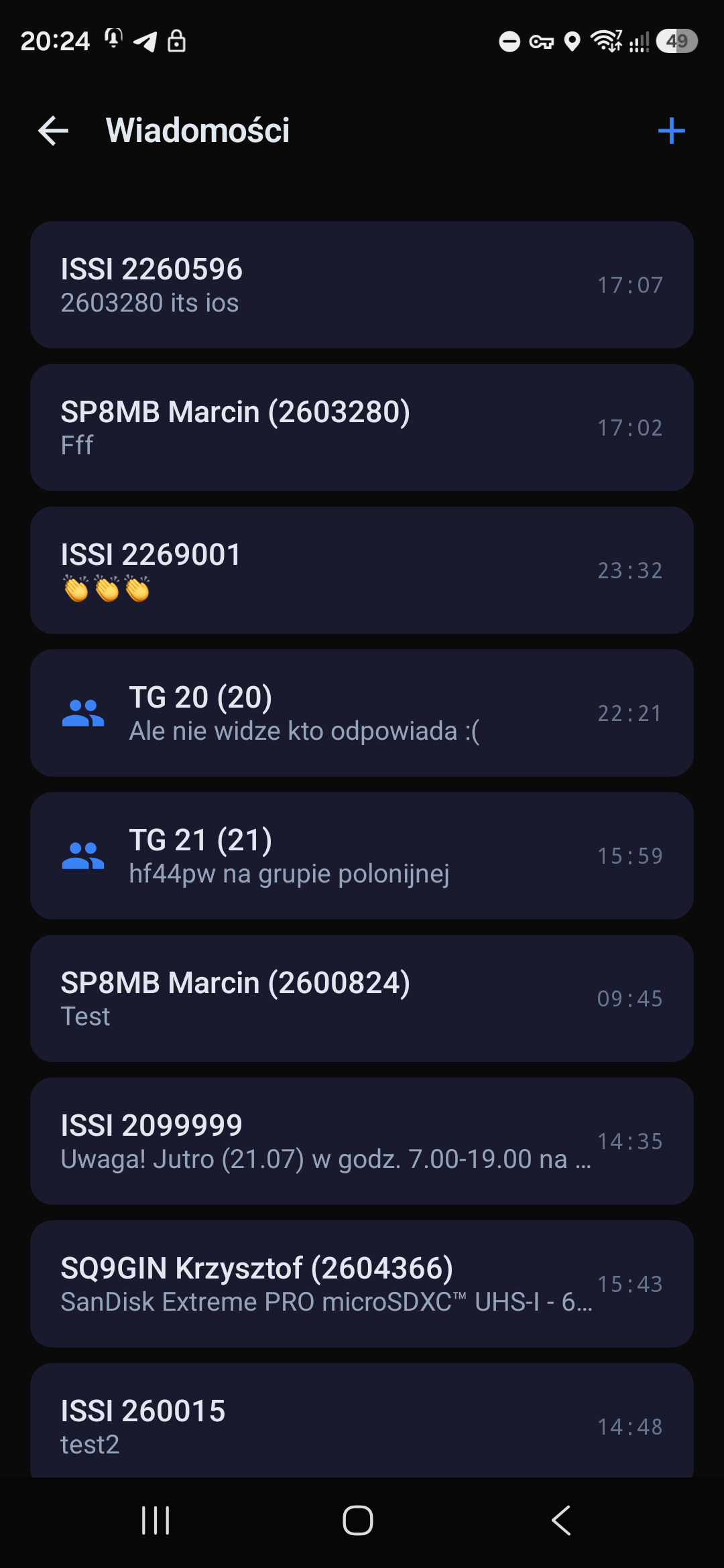 Lista wątków wiadomości