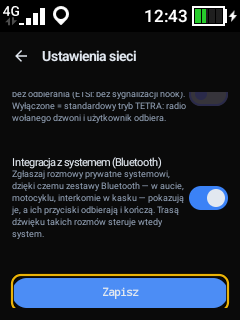 Dół ustawień sieci