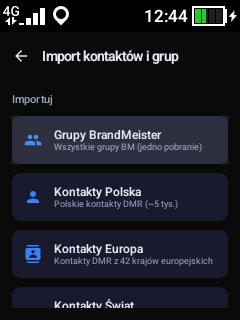 Import kontaktów i grup