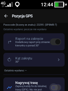 Dół ustawień GPS