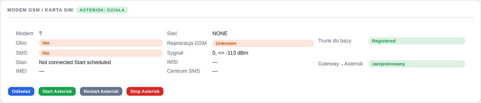 GSM modem / SIM card