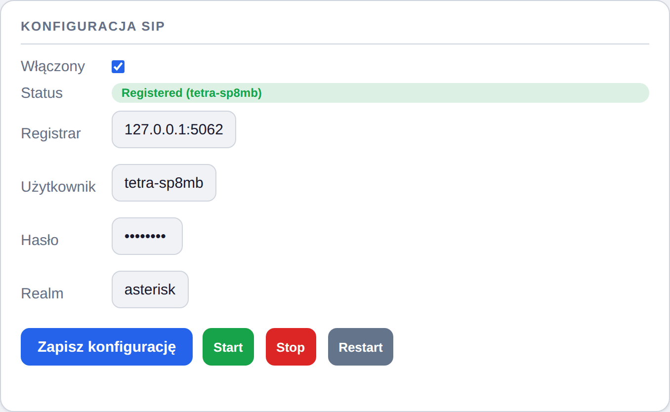 Konfiguracja SIP